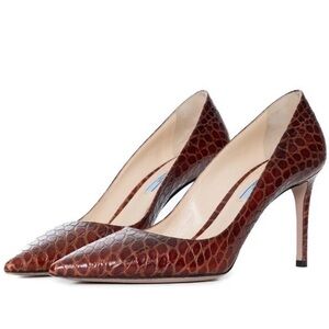 Prada Brown Textured Heels
